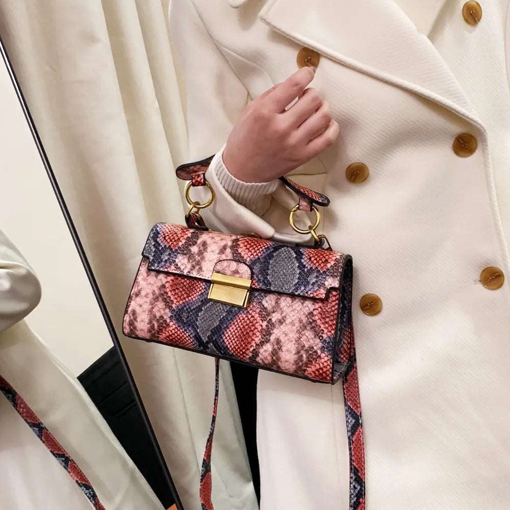 PU Leather Snakeskin Print Crossbody Bag - Crossbody Bag by Trendsi | Available at Handbags Specialist Headquarter