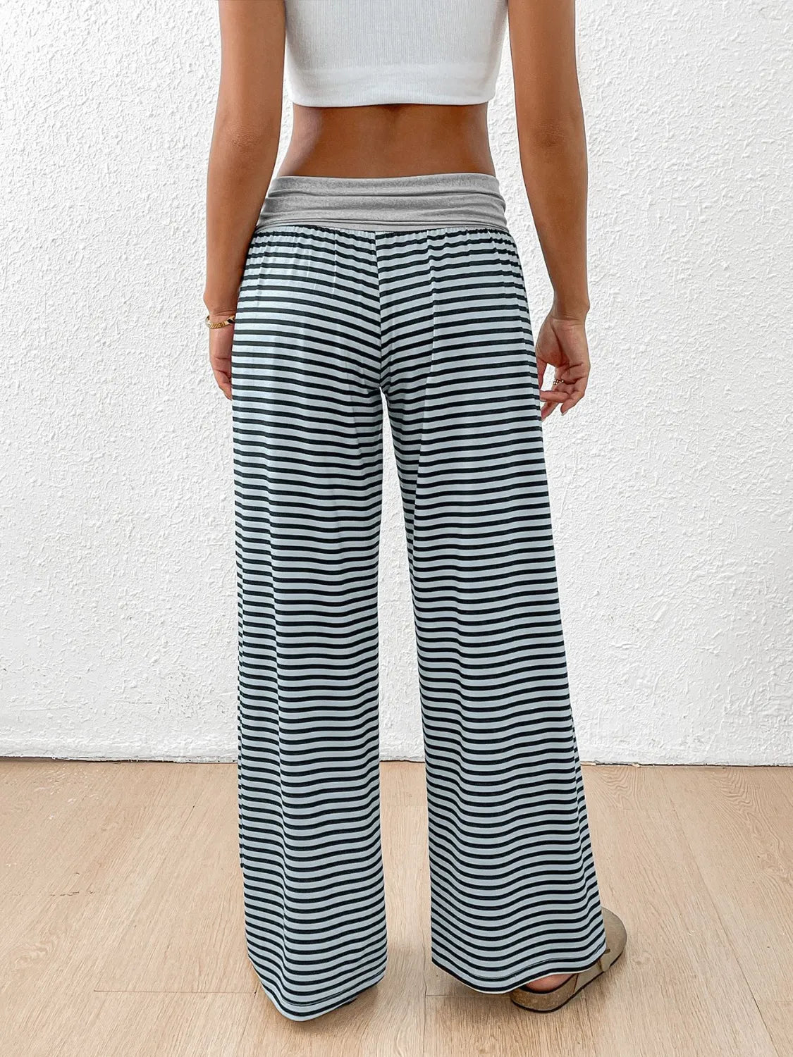 Striped Wide Leg Pants - Women Pants by Trendsi | Available at Handbags Specialist Headquarter