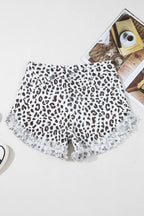 Leopard Frayed Hem Denim Shorts - Women / Jeans & Denim by Trendsi | Available at Handbags Specialist Headquarter