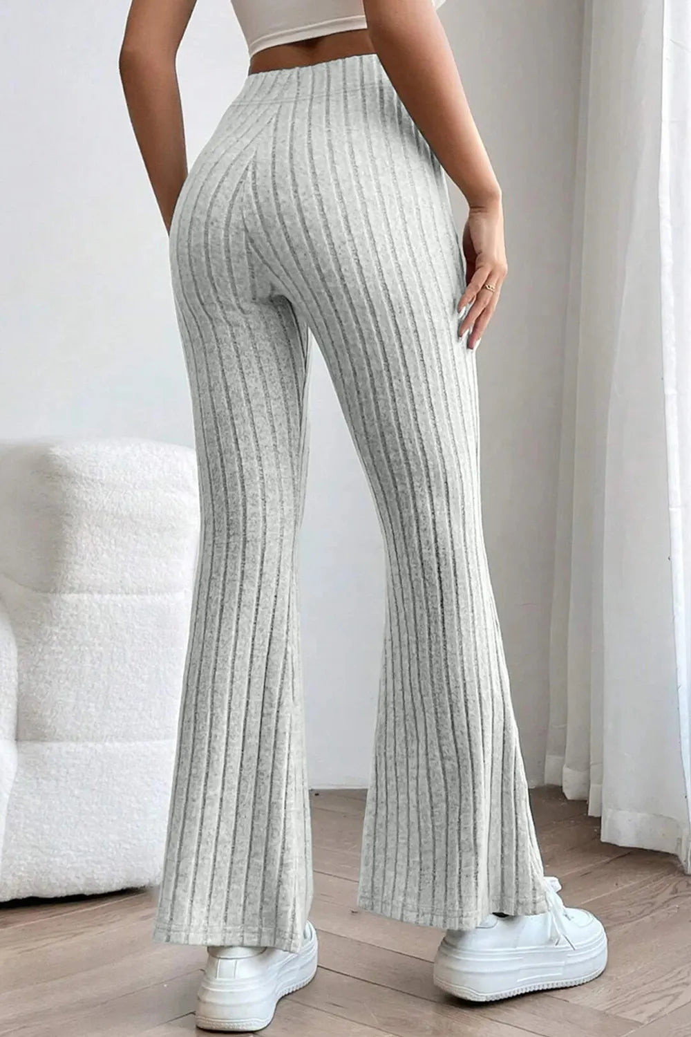 Basic Bae Full Size Ribbed High Waist Flare Pants - Women Pants by Trendsi | Available at Handbags Specialist Headquarter