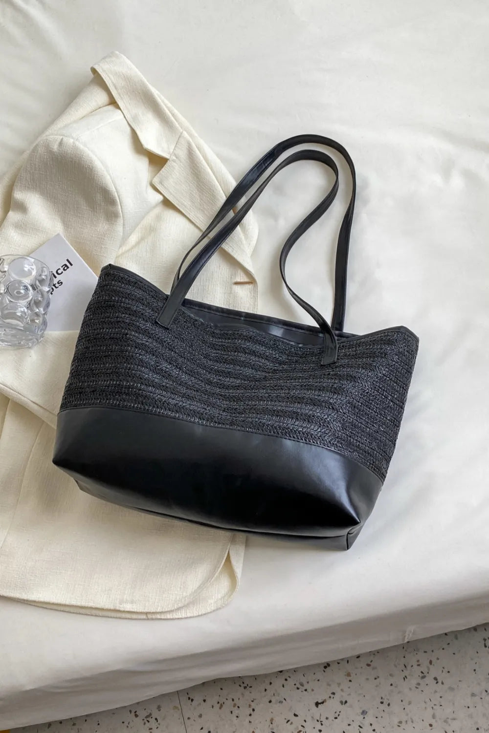 PU Leather Straps Large Tote Bag - Tote Bag by Trendsi | Available at Handbags Specialist Headquarter