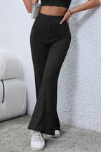 Basic Bae Full Size Ribbed High Waist Flare Pants - Women Pants by Trendsi | Available at Handbags Specialist Headquarter