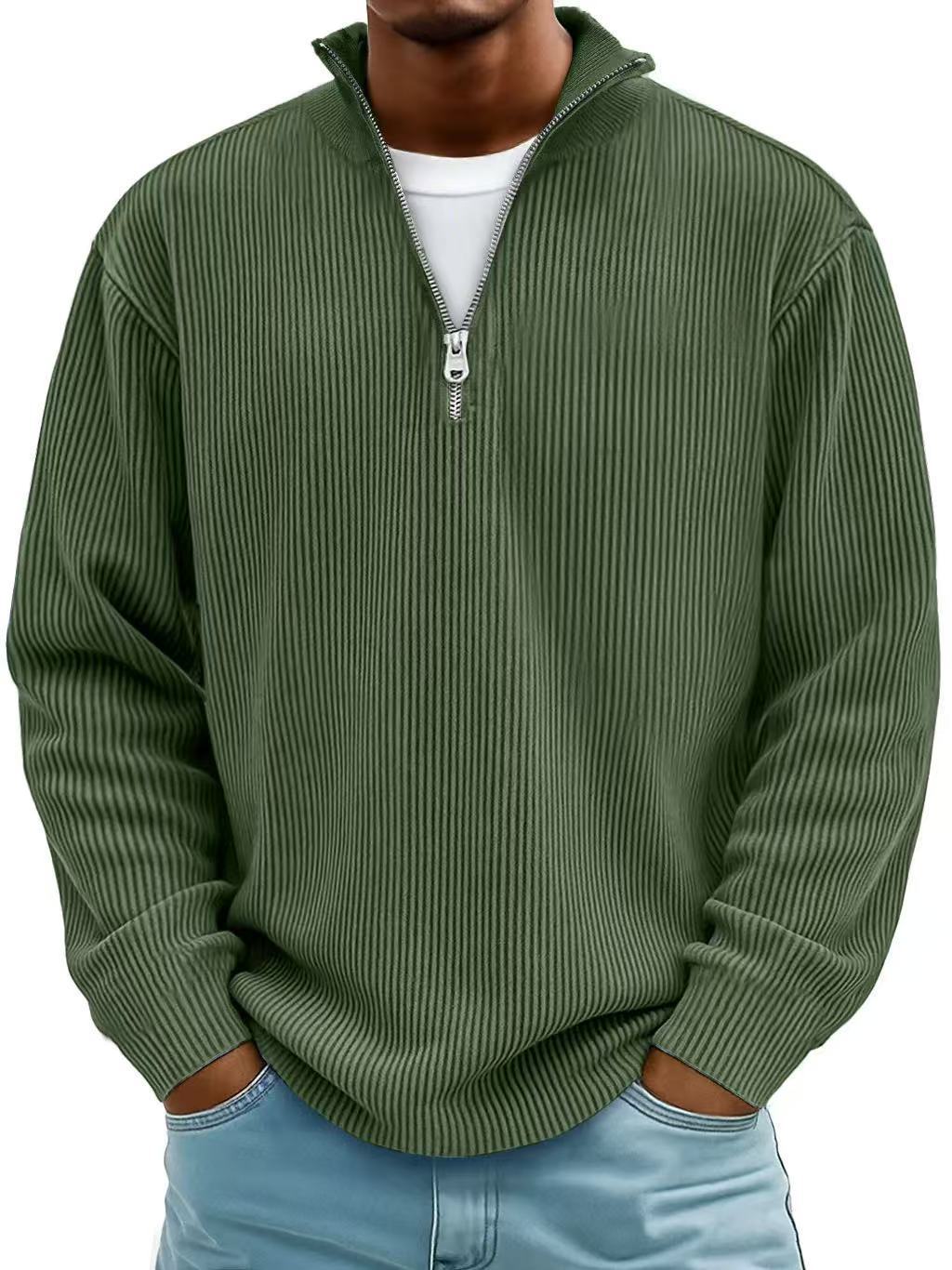 CozyCord Zip Polo: Men's Warm Stand Collar Top - 100001871 by Trendsi | Available at Handbags Specialist Headquarter