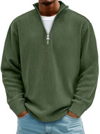 CozyCord Zip Polo: Men's Warm Stand Collar Top - 100001871 by Trendsi | Available at Handbags Specialist Headquarter