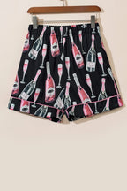 Champagne Print Short Sleeve Top and Shorts Set - Sleepwear by Trendsi | Available at Handbags Specialist Headquarter