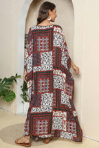 Printed V-Neck Split Maxi Dress - Maxi Dress by Trendsi | Available at Handbags Specialist Headquarter