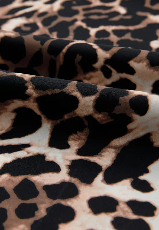 Contrast Trim Leopard Round Neck Top and Pants Lounge Set - Sleepwear by Trendsi | Available at Handbags Specialist Headquarter