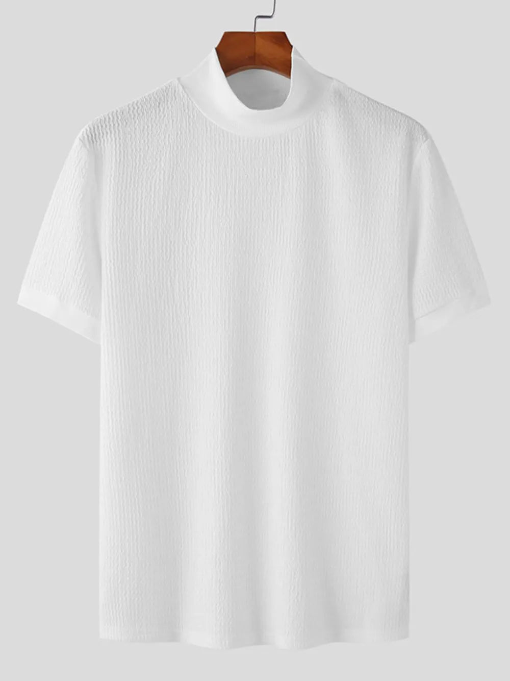 Men's Full Size Mock Neck Short Sleeve T-Shirt Plus Size - Men's Shirts by Trendsi | Available at Handbags Specialist Headquarter