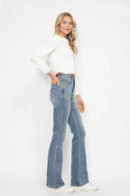 Judy Blue Full Size Tummy Control Back Embroidered Pocketed Bootcut Jeans Plus Size - Women / Jeans & Denim by Trendsi | Available at Handbags Specialist Headquarter