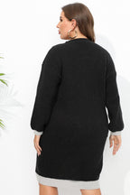 Plus Size Long Sleeve Sweater Dress - Dresses by Trendsi | Available at Handbags Specialist Headquarter