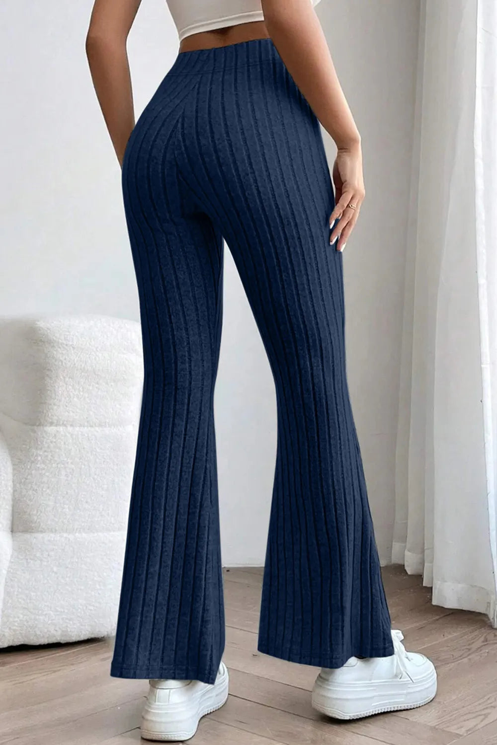 Basic Bae Full Size Ribbed High Waist Flare Pants - Women Pants by Trendsi | Available at Handbags Specialist Headquarter