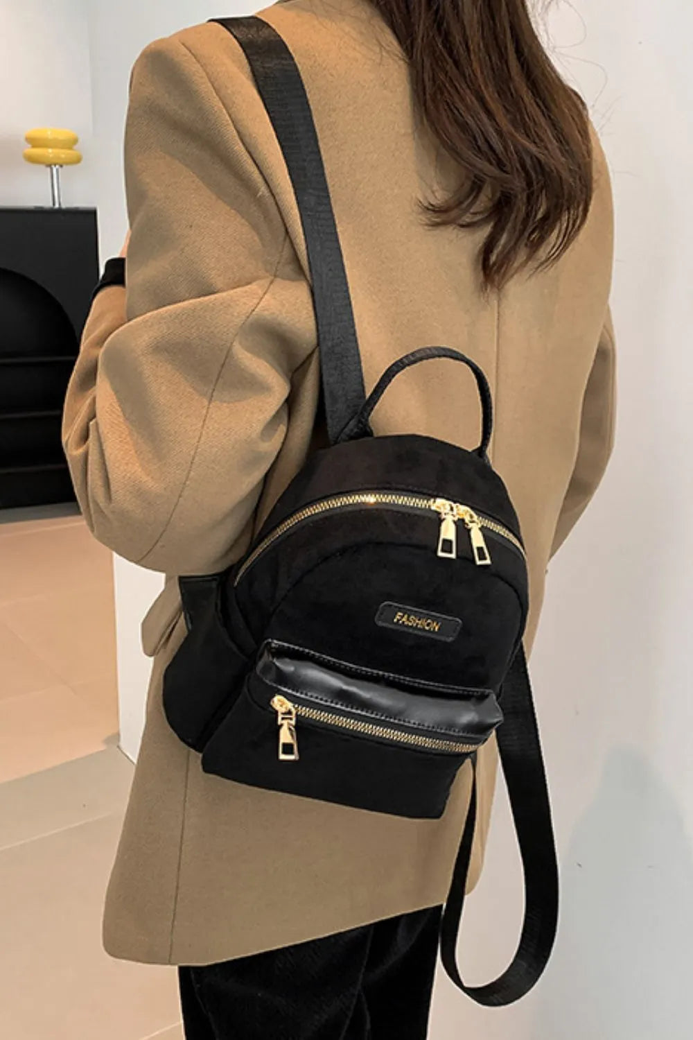 Suede Adjustable Strap Backpack Bag - Handbags by Trendsi | Available at Handbags Specialist Headquarter