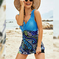Printed Ruched Swim Dress and Swim Bottoms Set -  by Trendsi | Available at Handbags Specialist Headquarter