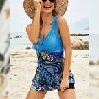 Printed Ruched Swim Dress and Swim Bottoms Set -  by Trendsi | Available at Handbags Specialist Headquarter