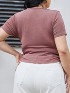 Plus Size Ruched Tied Surplice Blouse - Plus Size Shirts by Trendsi | Available at Handbags Specialist Headquarter