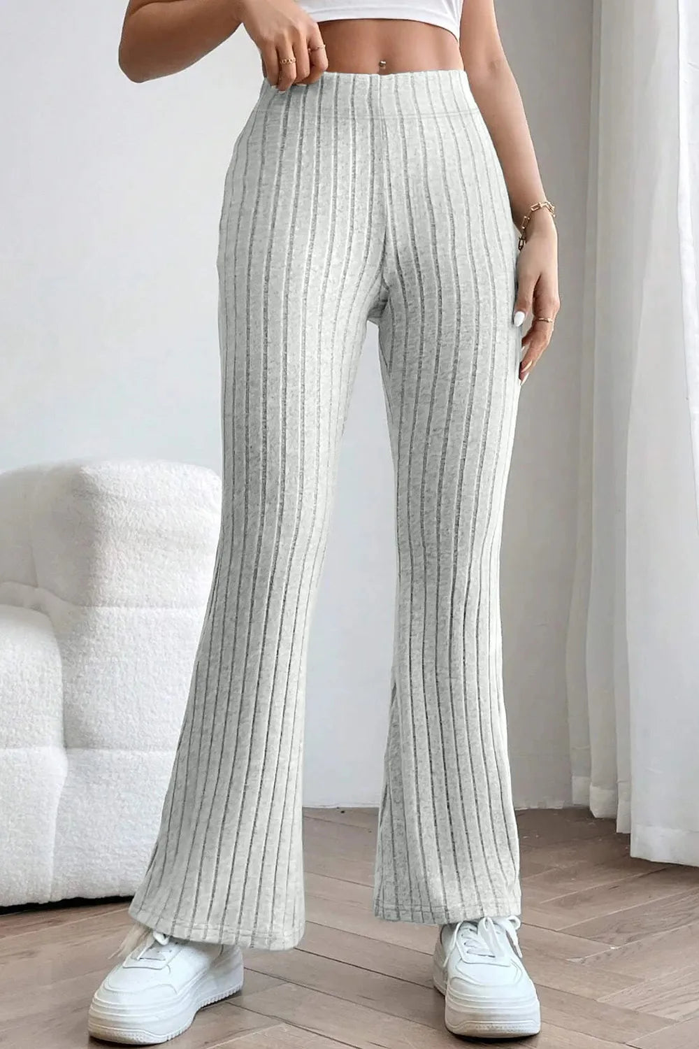 Basic Bae Full Size Ribbed High Waist Flare Pants - Women Pants by Trendsi | Available at Handbags Specialist Headquarter
