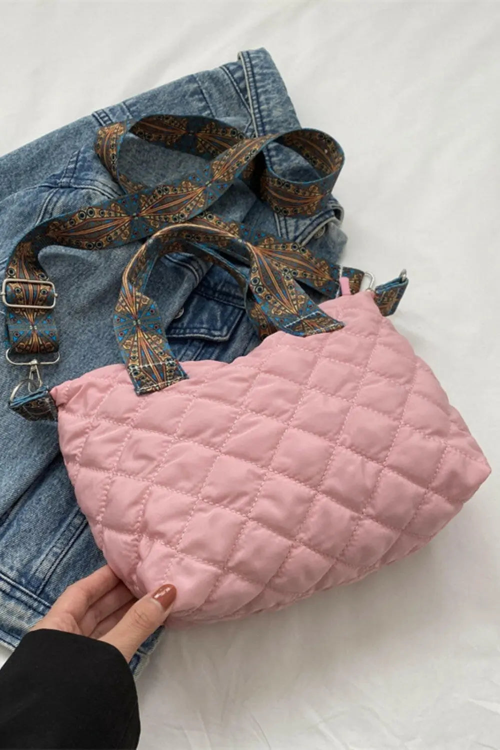 Bubble Textured Printed Strap Handbag - Tote Bag by Trendsi | Available at Handbags Specialist Headquarter