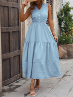 Notched Sleeveless Maxi Tank Dress - Maxi Dress by Trendsi | Available at Handbags Specialist Headquarter