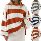 Chic Striped Batwing Knit Sweater for Women