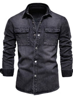 Men's Button Down Chest Pocket Denim Jacket - Men's jackets by Trendsi | Available at Handbags Specialist Headquarter