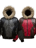 Men's Faux Fur Hooded Contrast Bomber Jacket - Men's jackets by Trendsi | Available at Handbags Specialist Headquarter