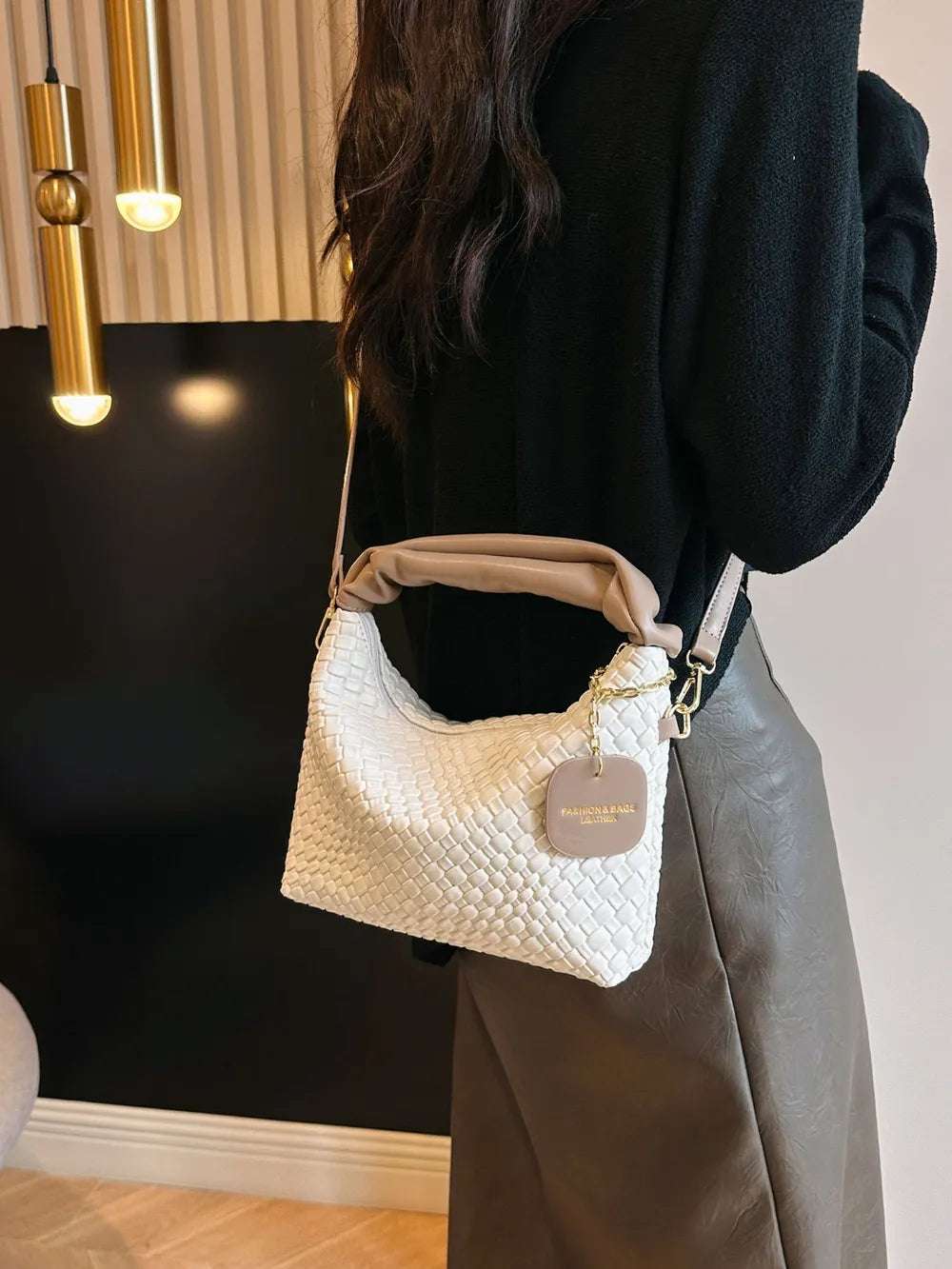 PU Leather Woven Crossbody Bag - Crossbody Bag by Trendsi | Available at Handbags Specialist Headquarter
