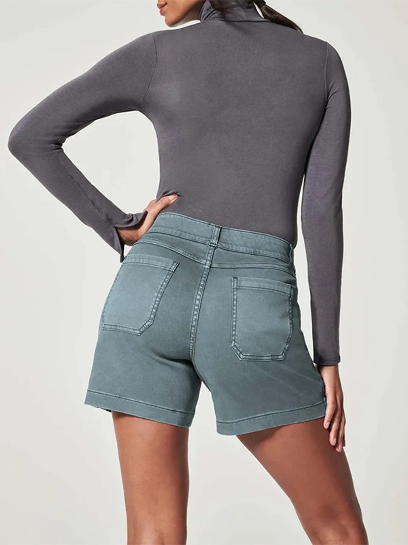 Full Size Vintage Washed Denim Shorts with Pockets Plus Size - Women / Jeans & Denim by Trendsi | Available at Handbags Specialist Headquarter