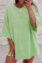 Loose V Neck Half Sleeve Tee and Drawstring Shorts Plus Size - Dresses by Trendsi | Available at Handbags Specialist Headquarter