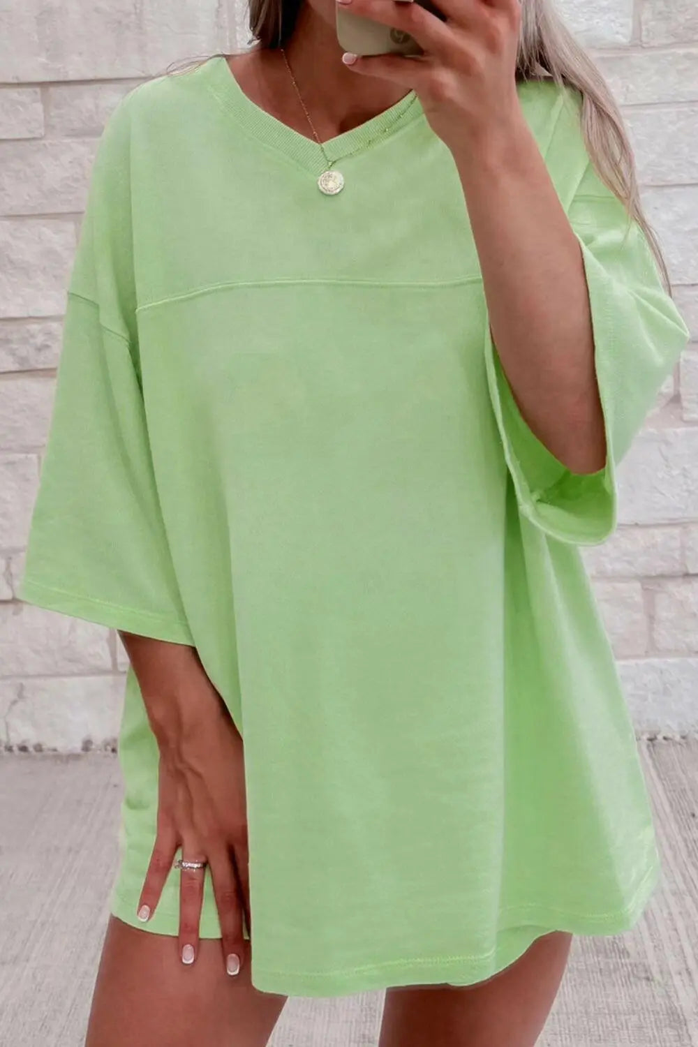 Loose V Neck Half Sleeve Tee and Drawstring Shorts Plus Size - Dresses by Trendsi | Available at Handbags Specialist Headquarter