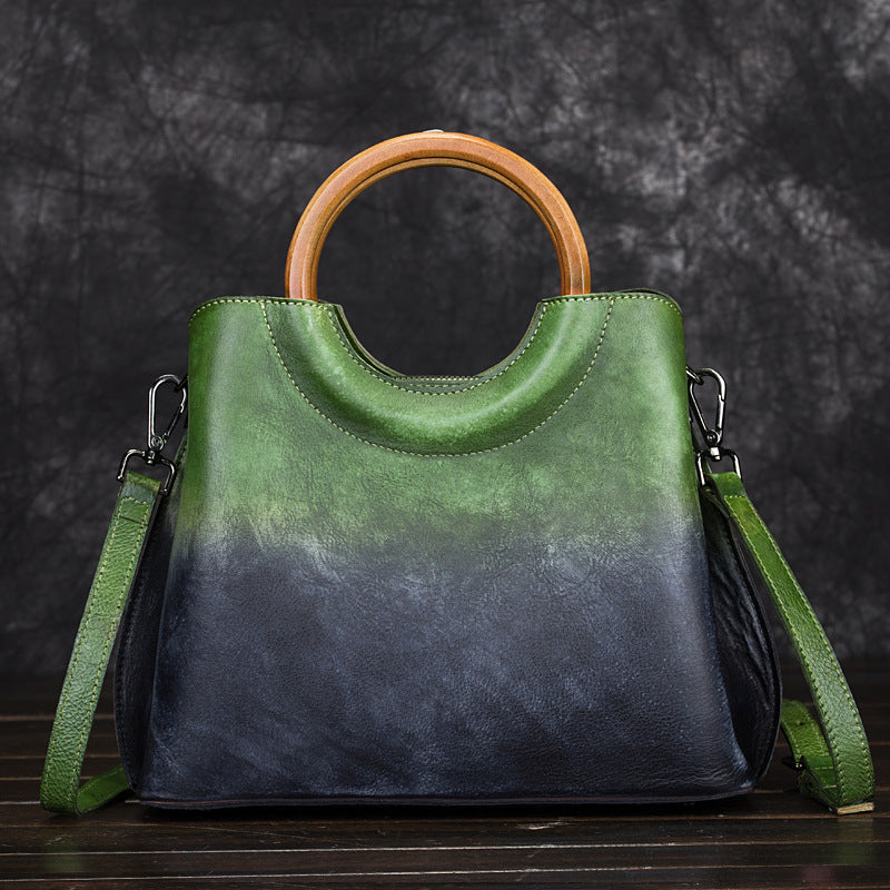 Artisan Retro Suede: Hand-Painted Leather Handbag