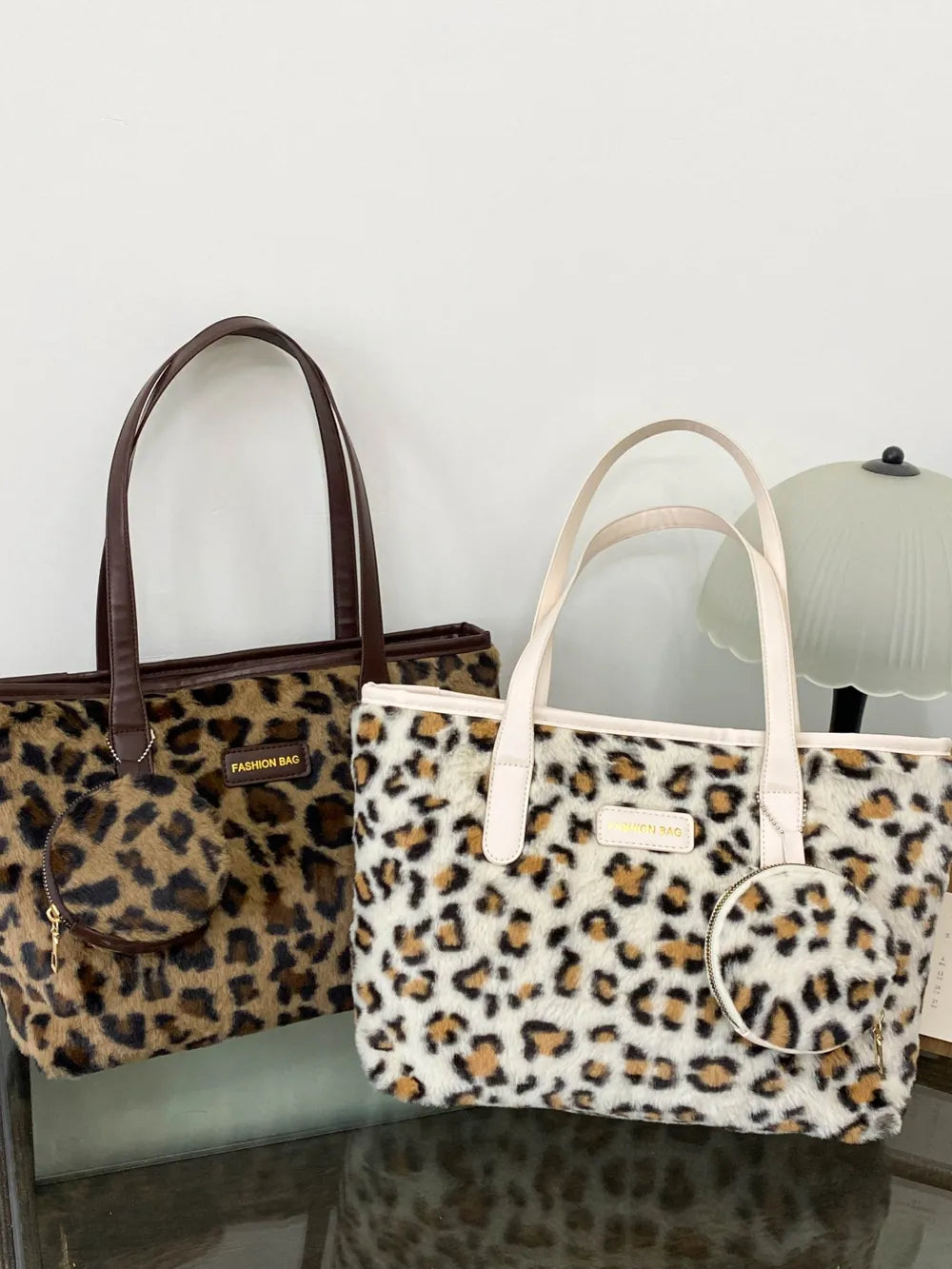Leopard Faux Fur Tote Bag with Coin Purse - Tote Bag by Trendsi | Available at Handbags Specialist Headquarter