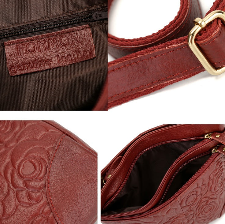 Blossom Luxe Embossed Cow Leather Shoulder Handbag