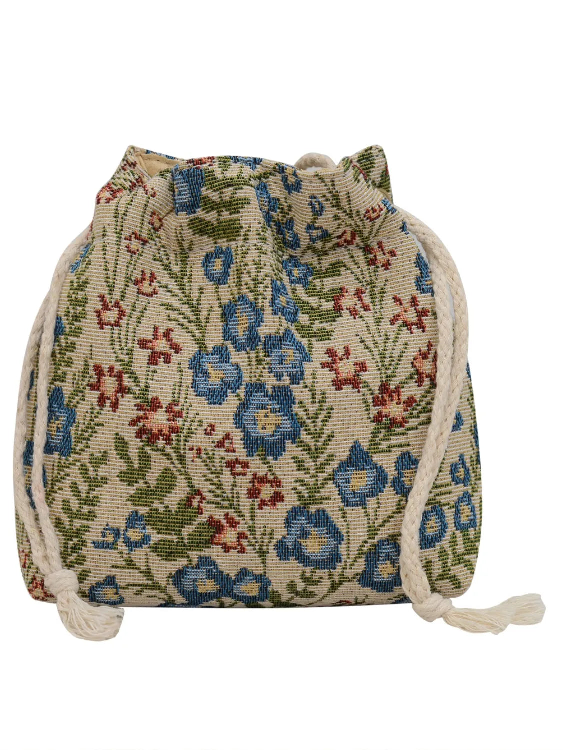 Rope Drawstring Floral Bucket Bag - Shoulder Bags by Trendsi | Available at Handbags Specialist Headquarter