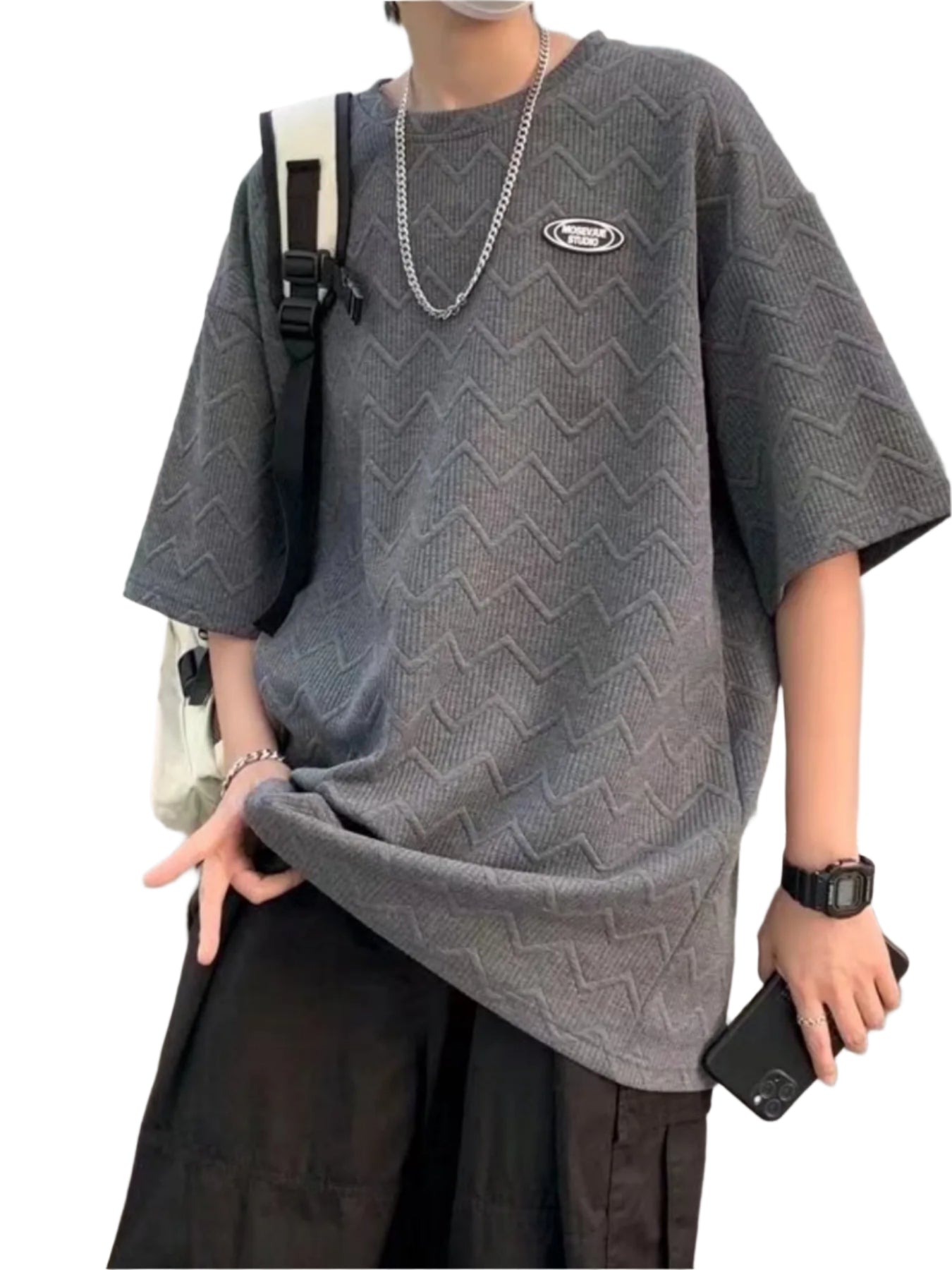 Men's Full Size Round Neck Half Sleeve T-Shirt Plus Size - Men's T-Shirt by Trendsi | Available at Handbags Specialist Headquarter