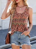 Printed Scoop Neck Wide Strap Tank - Tops by Trendsi | Available at Handbags Specialist Headquarter