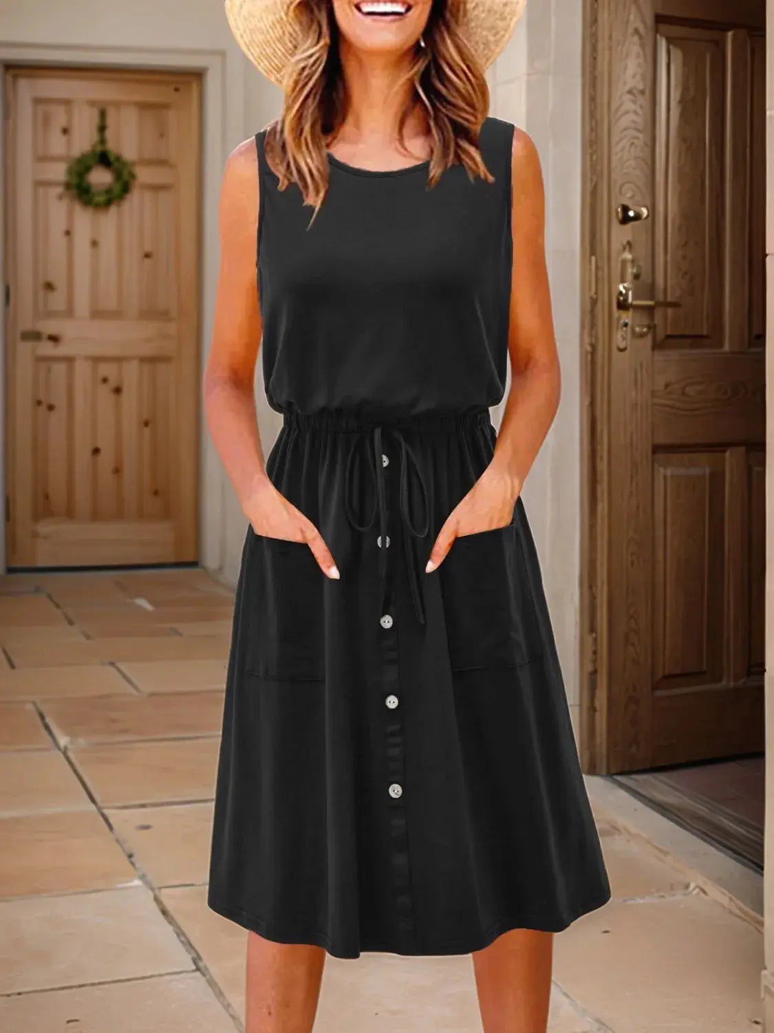 Full Size Round Neck Sleeveless Tank Dress Plus Size - Women Plus Size by Trendsi | Available at Handbags Specialist Headquarter