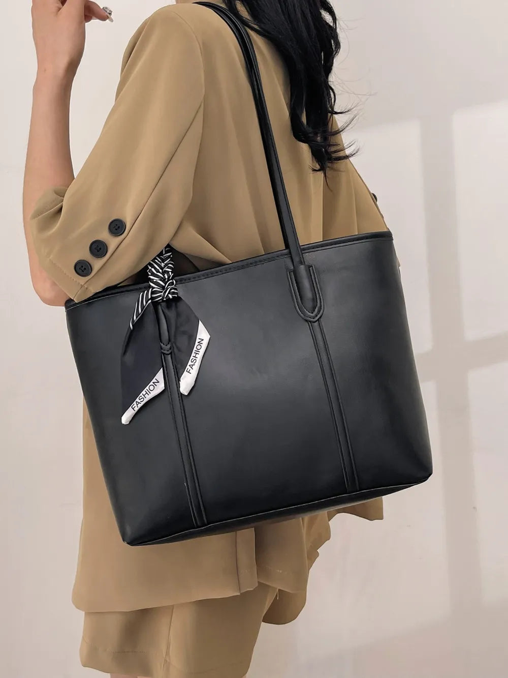 PU Leather Tote Bag - Tote Bag by Trendsi | Available at Handbags Specialist Headquarter