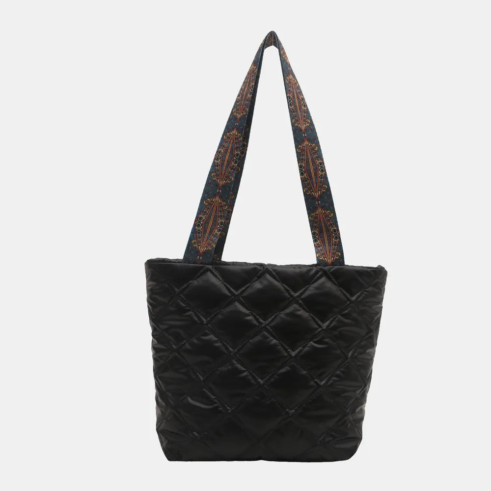 PU Leather Printed Strap Quilted Handbag - Tote Bag by Trendsi | Available at Handbags Specialist Headquarter