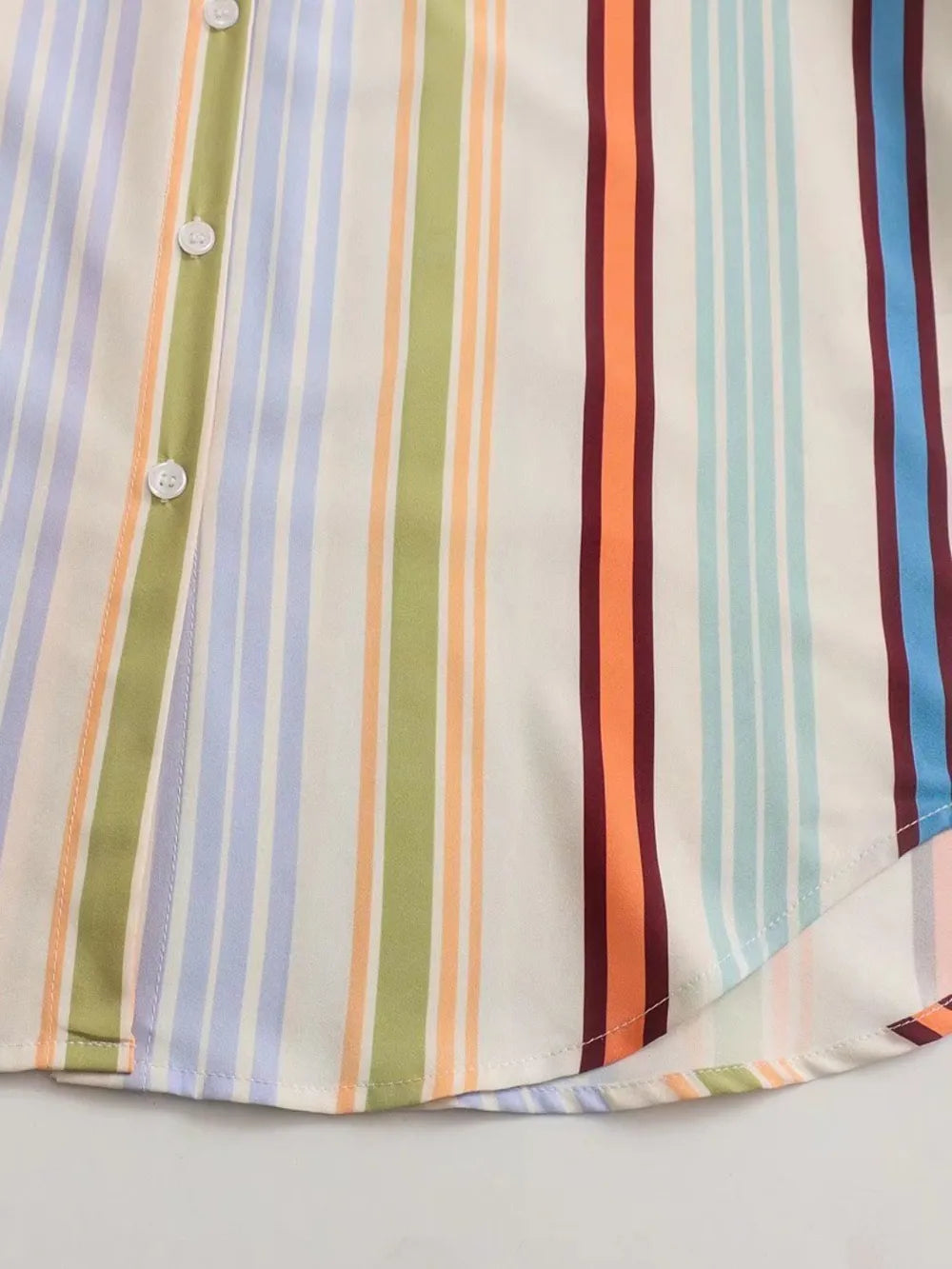 Striped Button Down Lantern Sleeve Shirt - Women's Down Shirt Tops by Trendsi | Available at Handbags Specialist Headquarter