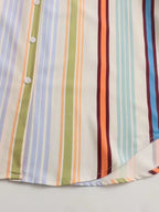 Striped Button Down Lantern Sleeve Shirt - Women's Down Shirt Tops by Trendsi | Available at Handbags Specialist Headquarter