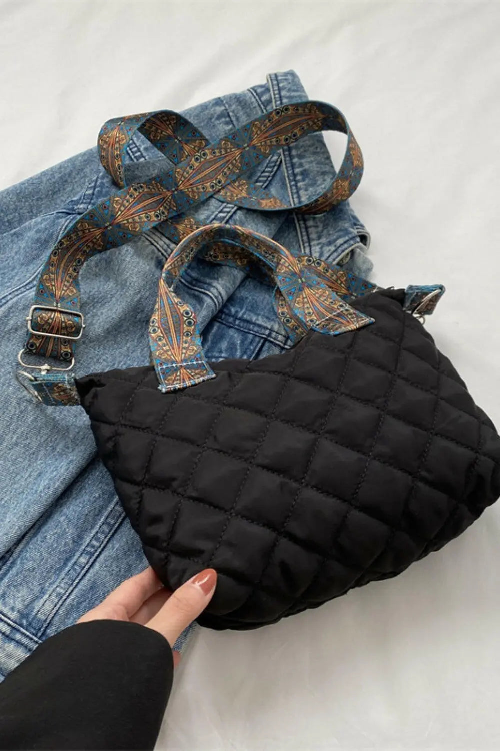 Bubble Textured Printed Strap Handbag - Tote Bag by Trendsi | Available at Handbags Specialist Headquarter