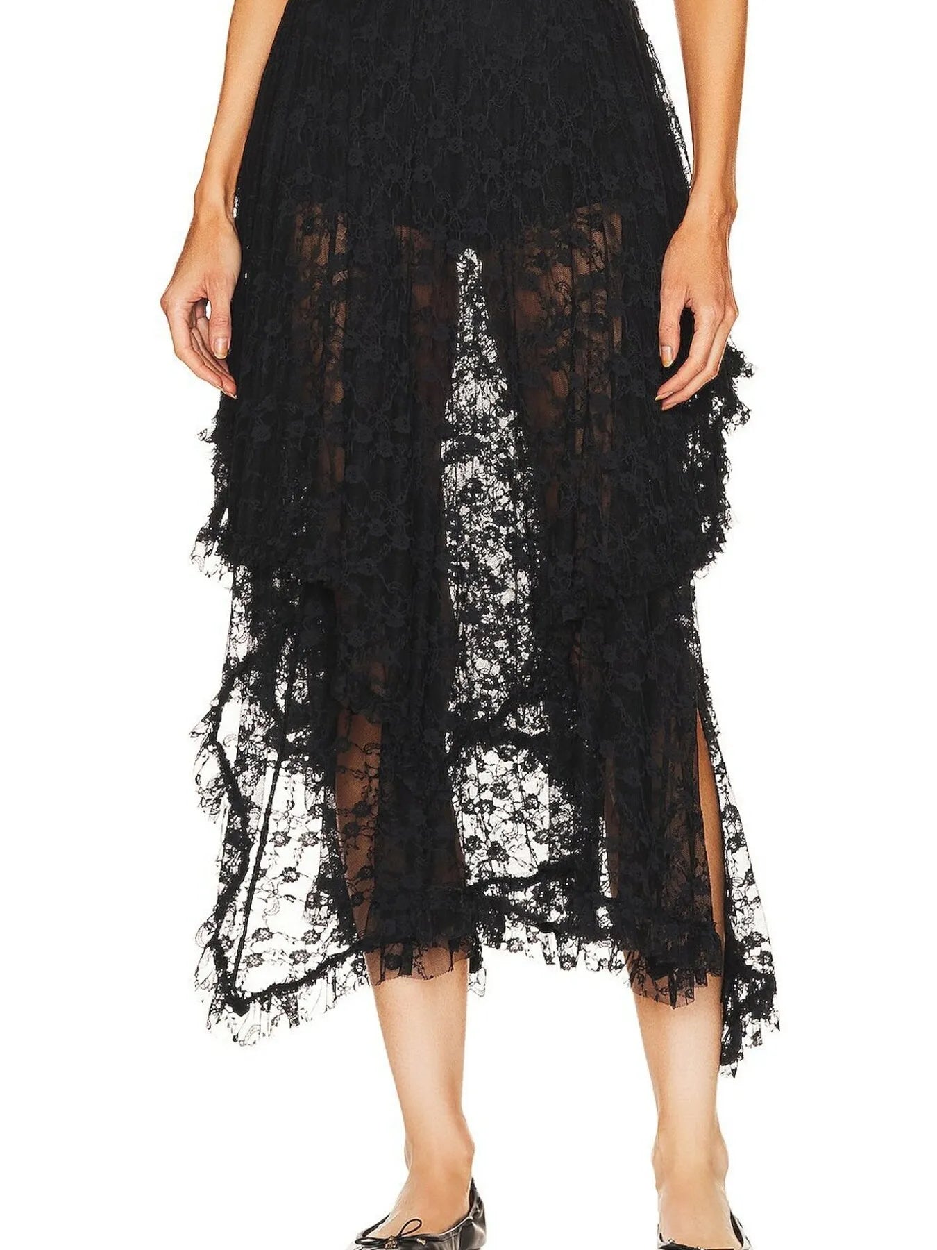 Asymmetrical Lace Midi Skirt - Skirts by Trendsi | Available at Handbags Specialist Headquarter