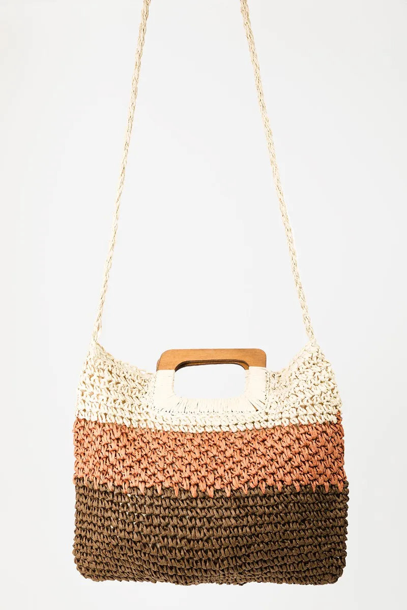 Fame Color Block Double-Use Braided Tote Bag - Tote Bag by Trendsi | Available at Handbags Specialist Headquarter
