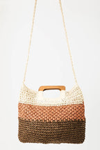 Fame Color Block Double-Use Braided Tote Bag - Tote Bag by Trendsi | Available at Handbags Specialist Headquarter