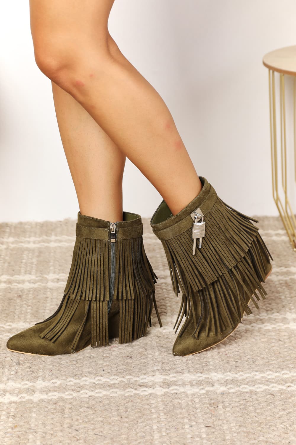 Legend Women's Tassel Wedge Heel Ankle Booties - Women Sandals by Trendsi | Available at Handbags Specialist Headquarter