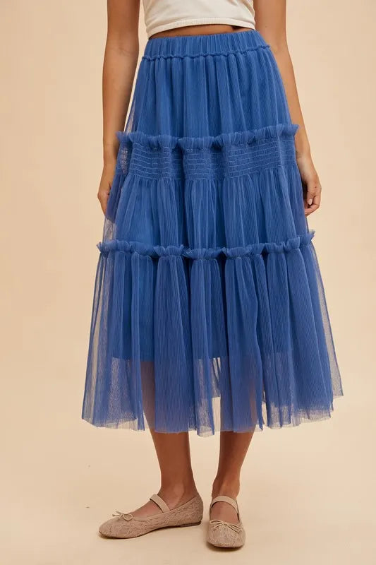 Annie Wear Tulle Tiered Midi Skirt - Skirts by Trendsi | Available at Handbags Specialist Headquarter