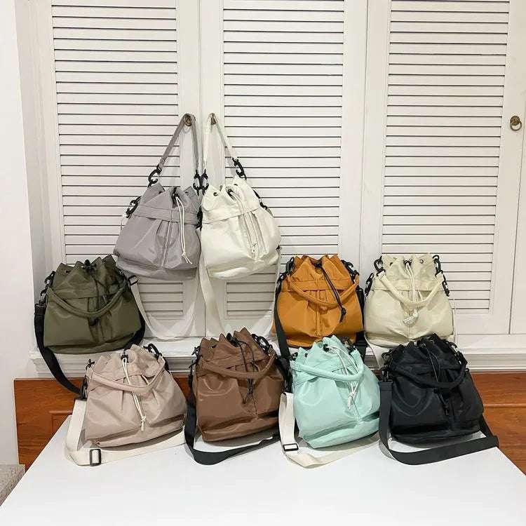 Drawstring Nylon Bucket Bag - Crossbody Bag by Trendsi | Available at Handbags Specialist Headquarter