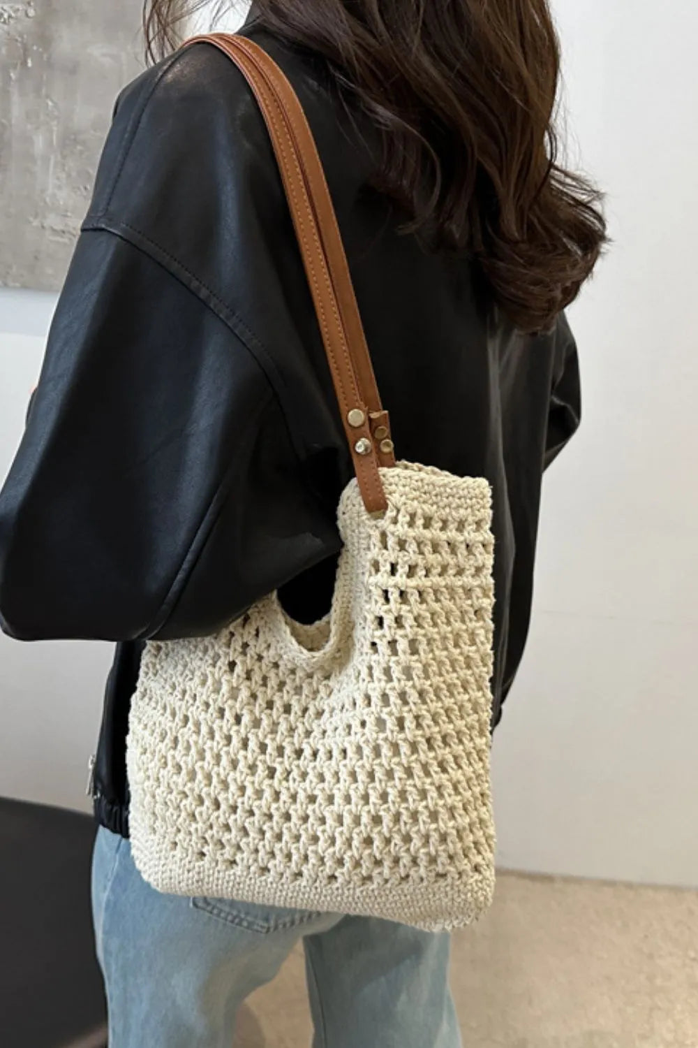 Openwork Woven Tote Bag - Tote Bag by Trendsi | Available at Handbags Specialist Headquarter