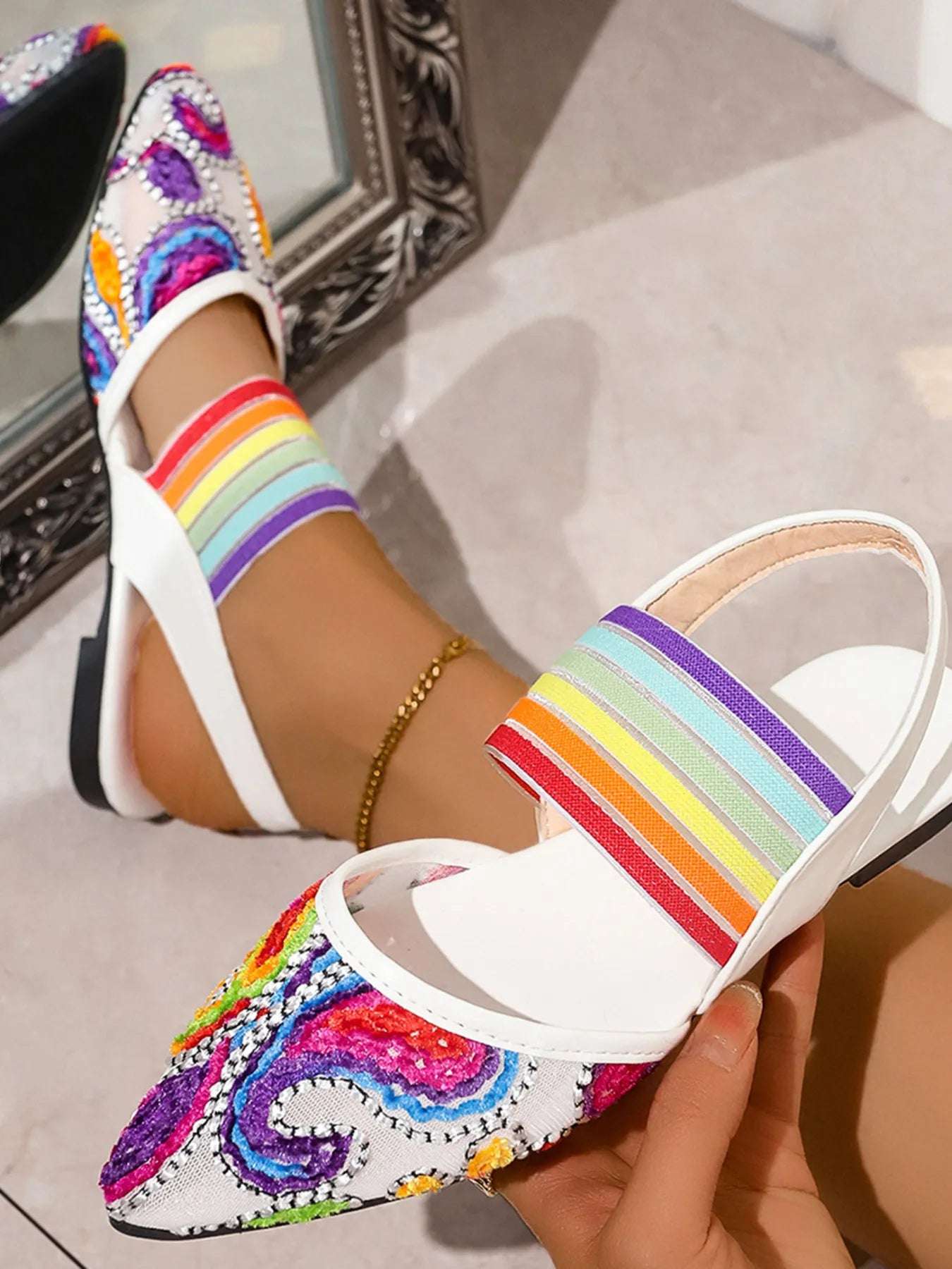 Contrast Point Toe Slingback Sandals - Women Sandals by Trendsi | Available at Handbags Specialist Headquarter