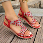Rhinestone Embellished Flower Flat Sandals - Women Sandals by Trendsi | Available at Handbags Specialist Headquarter